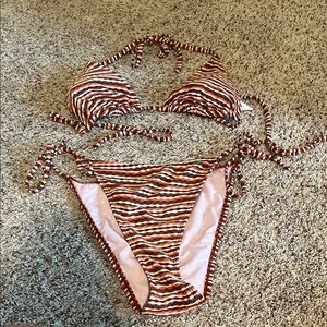 Xhilaration Striped Bikini - Red, Black, White
